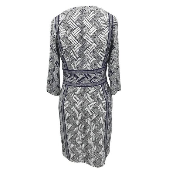 J McLaughlin  3/4 Sleeve V-neck Sheath Dress Size XS Geometric Chevron Catalina - Picture 7 of 11